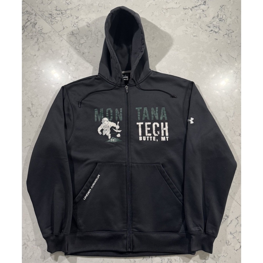 Montana Tech Under Armourβ Hoodie Mens Small Black Full Zip Graphic Sweatshirt
